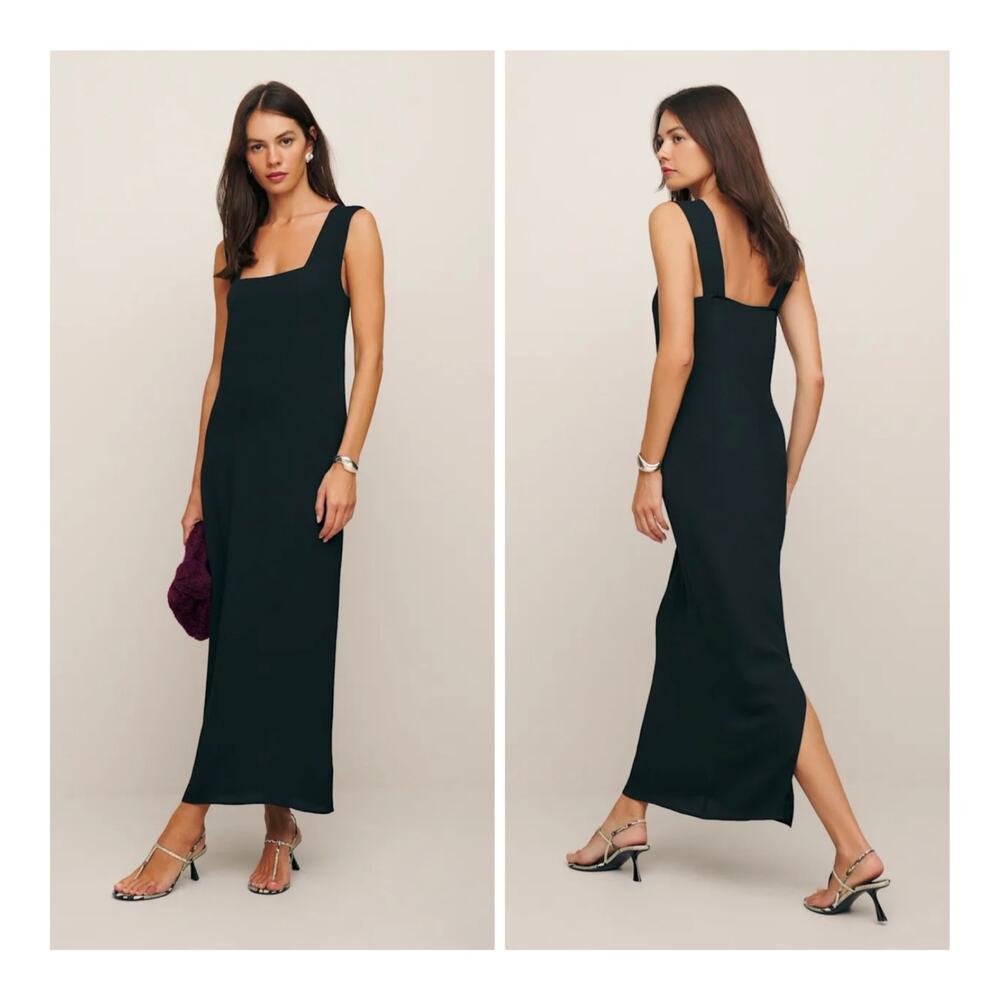 Reformation Black Maxi Slip Dress